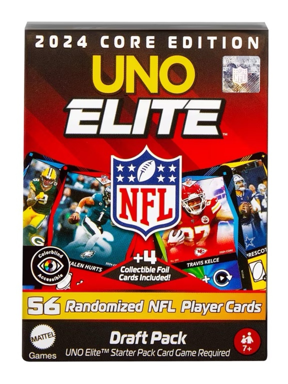 2024 Mattel UNO Elite NFL FACTORY SEALED DRAFT PACK 56 Card Pack + 4 Foils